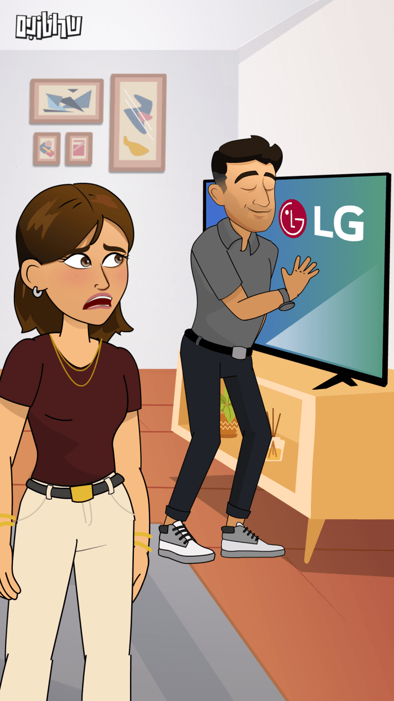 guy hugs tv